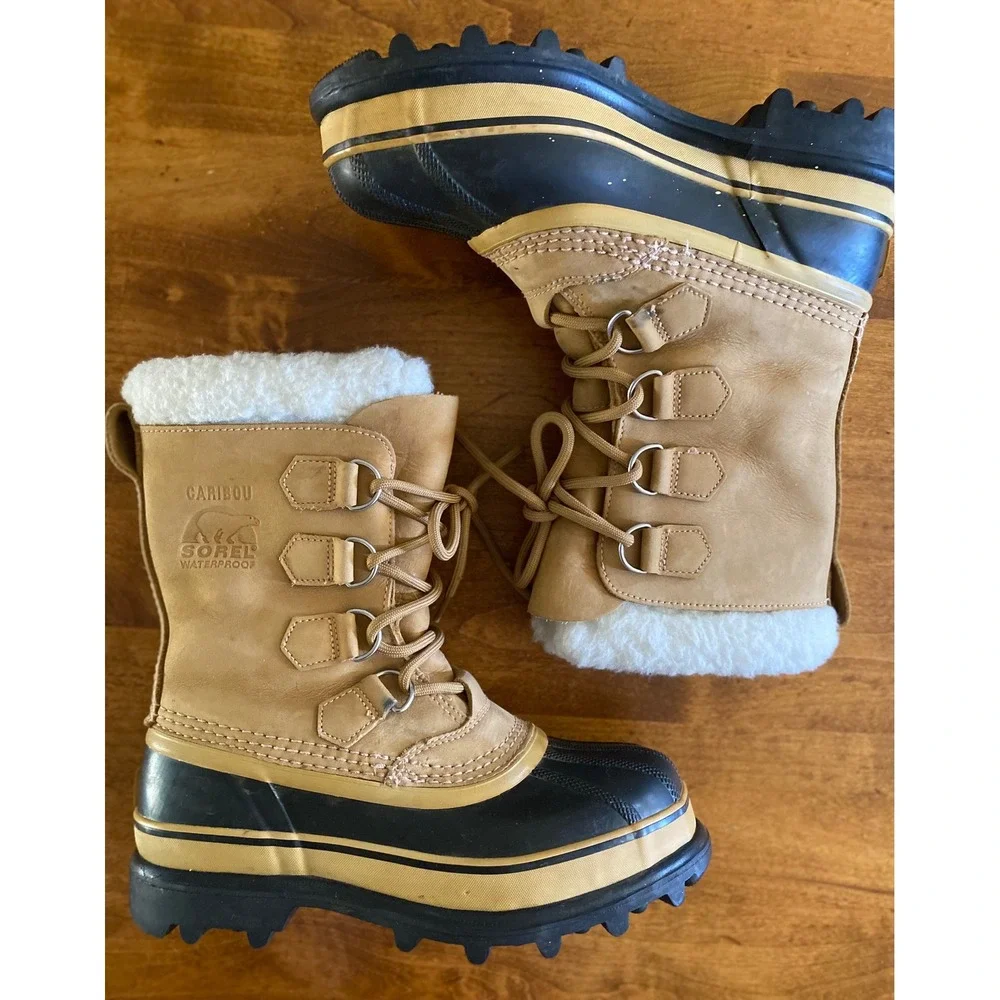 Sorel Caribou Waterproof Winter Snow Boots Buff Tan NL1005-280 Womens 6